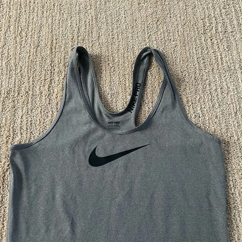 Nike Grey Logo Dri-fit Workout Tank Top